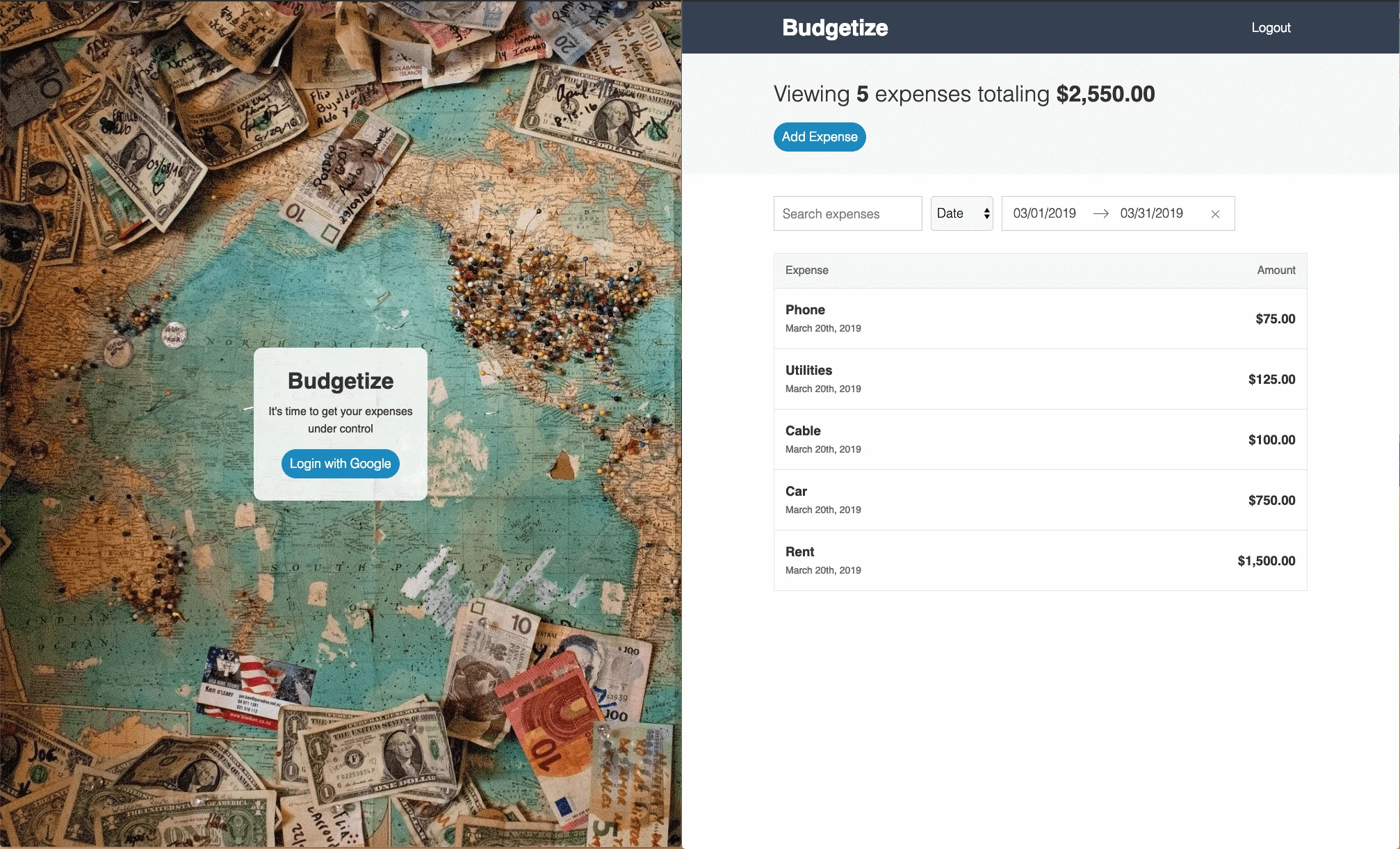 Budgetize Webapp